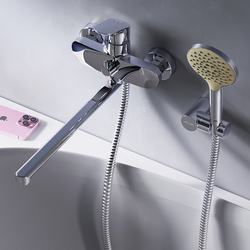 Смеситель для душа и ванны AM.PM Like F8095000 с длинным изливом, с душем