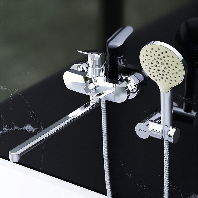 Смеситель для душа и ванны AM.PM Like F8095000 с длинным изливом, с душем