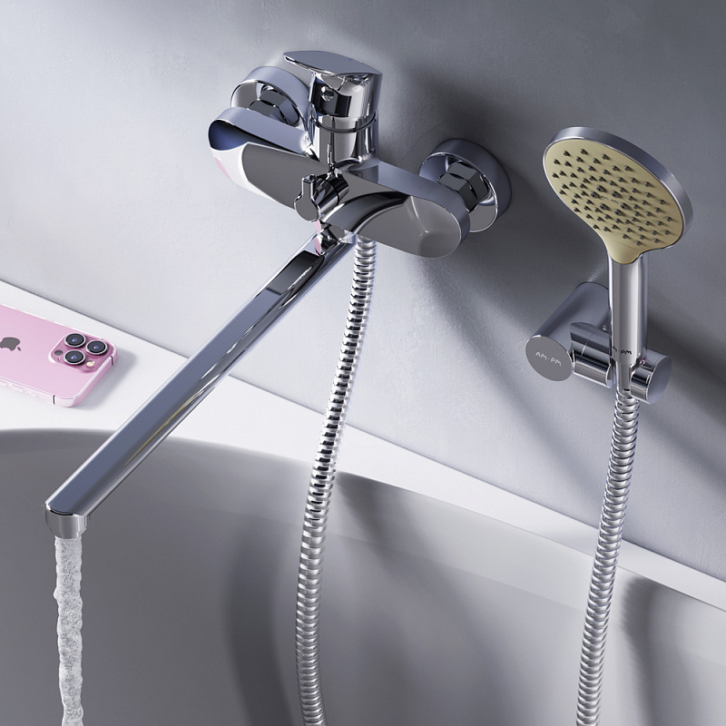 Смеситель для душа и ванны AM.PM Like F8095000 с длинным изливом, с душем