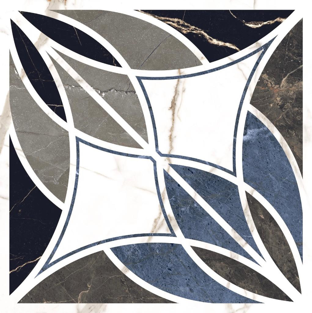 TileKraft Marble White Floor Tiles-PGVT Multi Marble Decor HG 60х60 Декор
