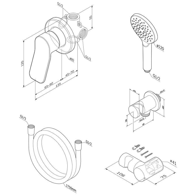 Душевая система AM.PM X-Joy FB85A2H020 со смесителем, встраиваемая