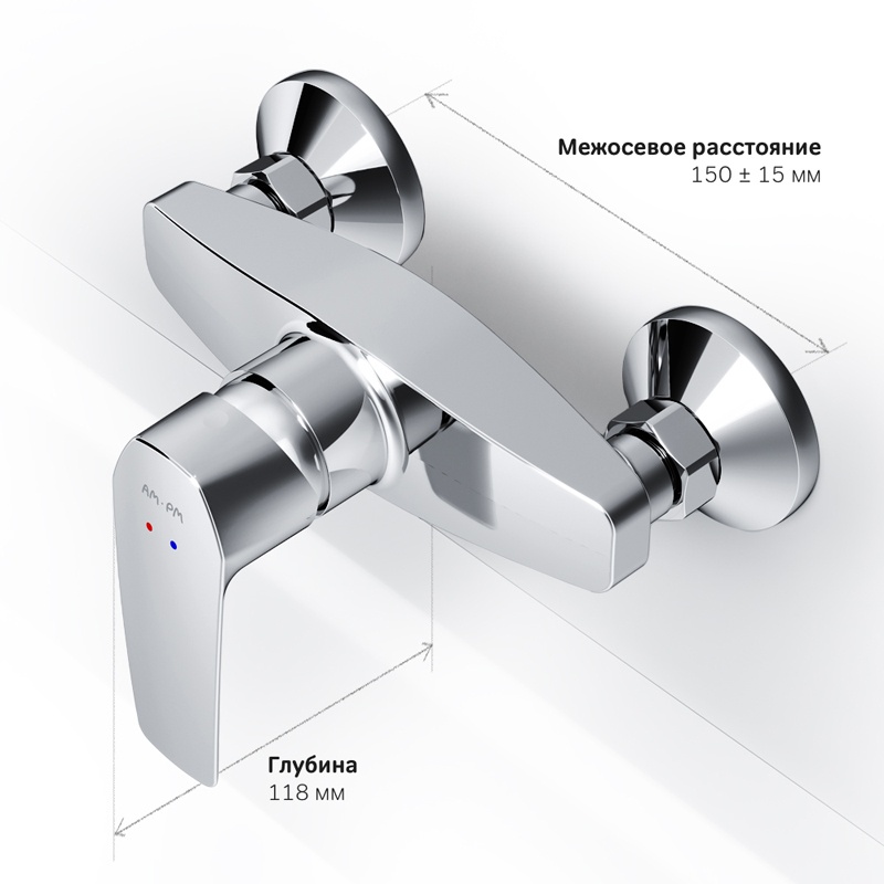 Смеситель для душа AM.PM Gem F90A20000 на стену