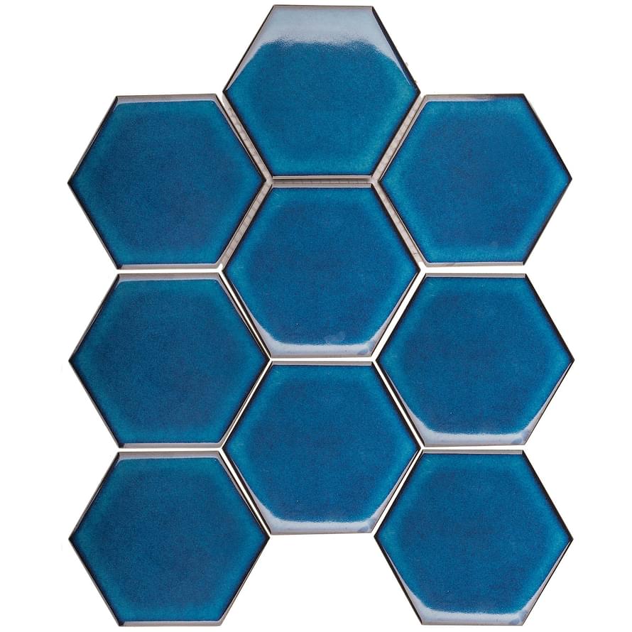Starmosaic Geometry Hexagon Big Deep Blue Glossy 25,6x29,5 (чип 95x110 мм) мозаика керамическая
