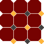 Top Cer Octagon 4420/21 OCT14-A Brick Red/Ochre Yellow/Black Dots Керамогранит (лист 30x30)