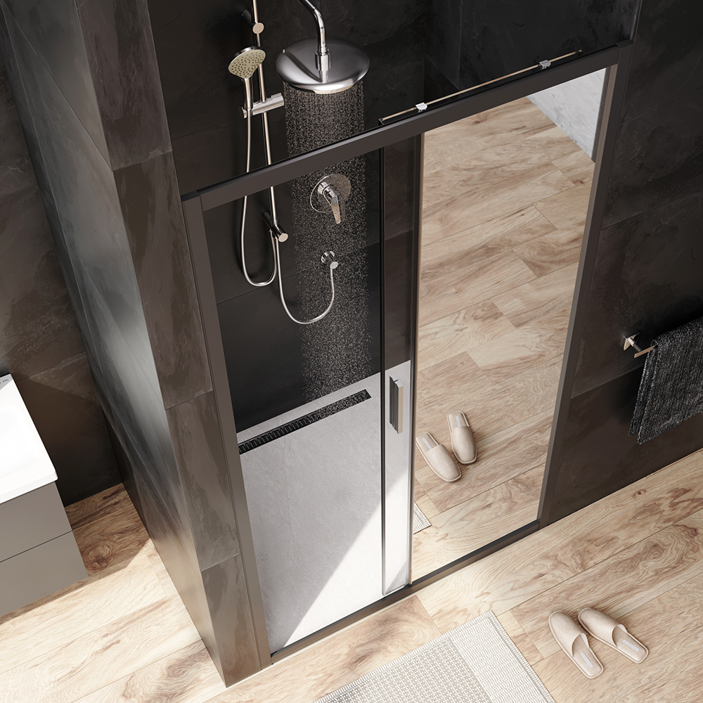 Перегородка душевая с дверью AM.PM Gem Solo W90G-110-1-195BMir зеркальное стекло