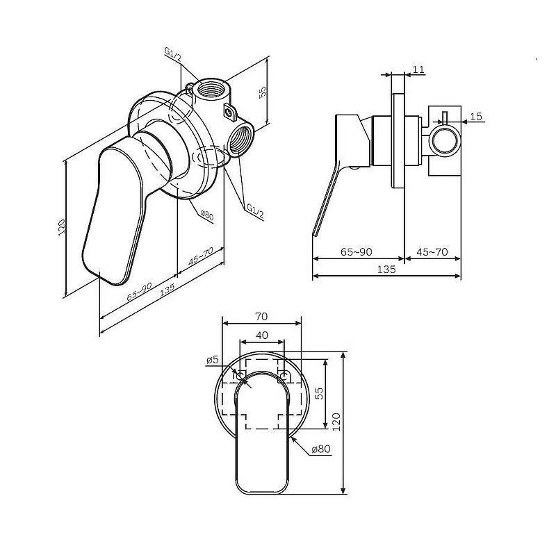 Душевая система AM.PM X-Joy FB85A2R000 со смесителем, встраиваемая