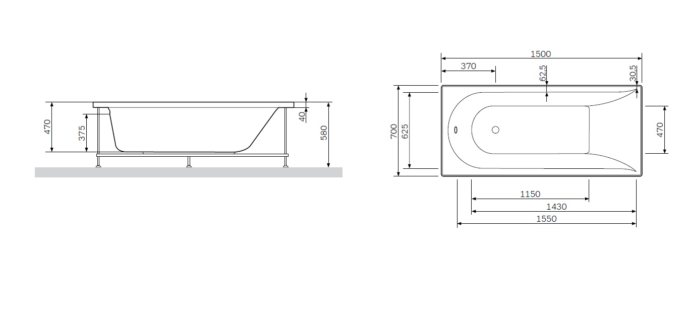 Каркас AM.PM Spirit 70x150 см для ванны Spirit