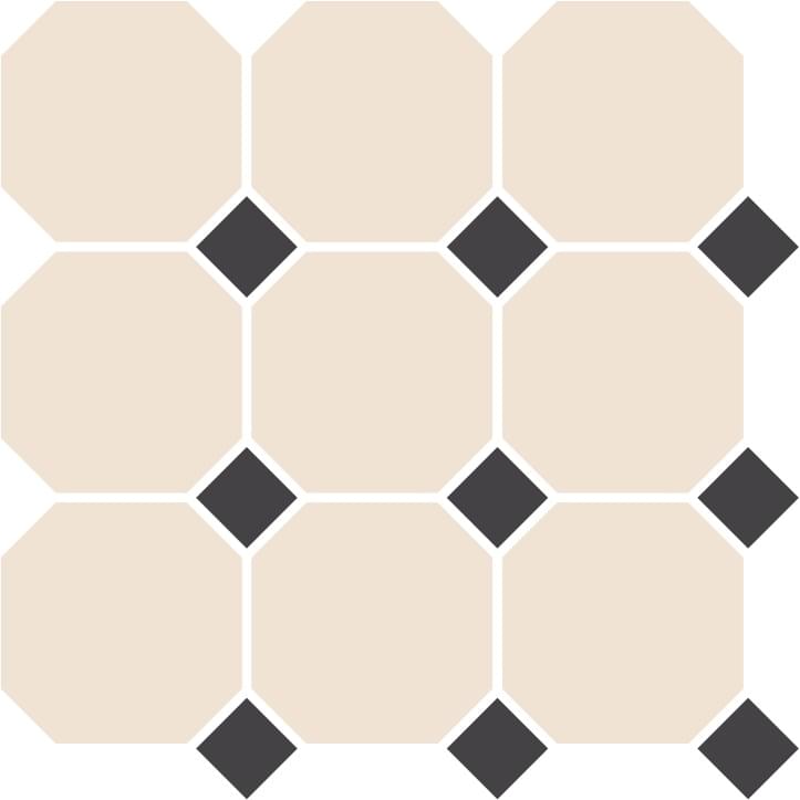 Top Cer Octagon 4416 OCT14-1Ch White/Black Dots Керамогранит (лист 30x30)