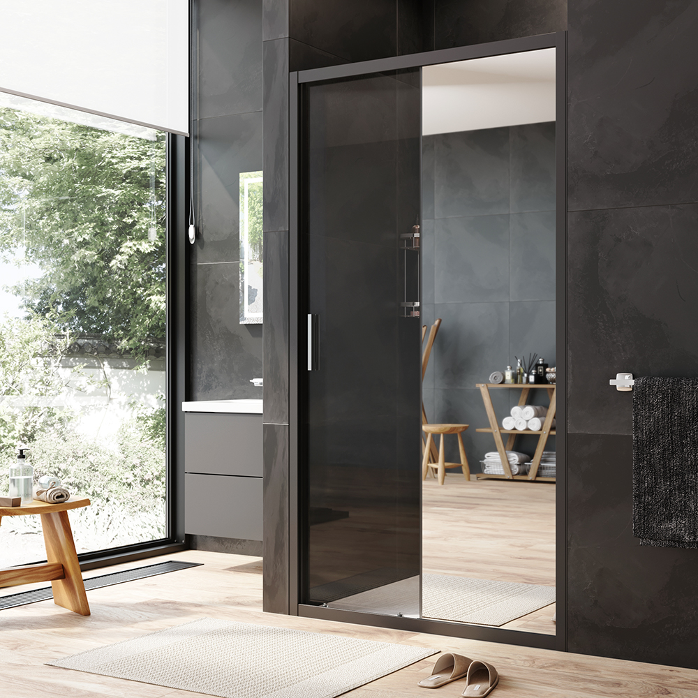 Перегородка душевая с дверью AM.PM Gem Solo W90G-110-1-195BMir зеркальное стекло