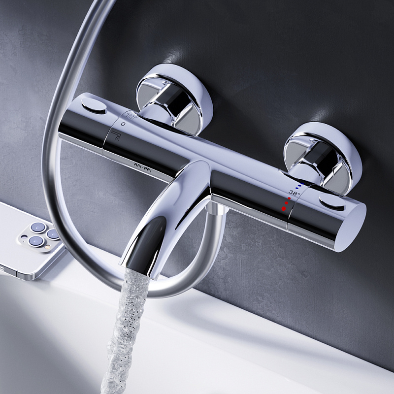 Смеситель для душа и ванны AM.PM Sense F7550064 с термостатом