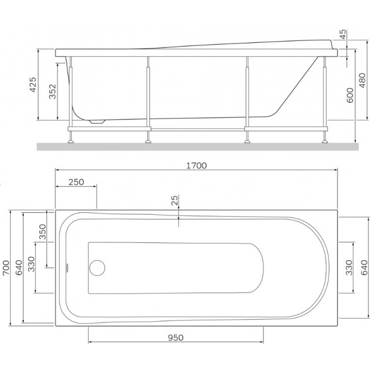 Панель фронтальная AM.PM Like 70x170 см для ванны Like A0