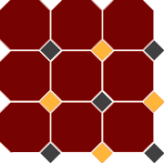 Top Cer Octagon 4420 OCT14+21-A Brick Red/Black/Ochre Yellow Dots Керамогранит (лист 30x30)