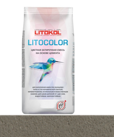 Затирка цементная Litokol Litocolor (CG1) 20кг, L.12 Темно-серая