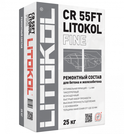 Ремонтный состав Litokol CR 55FT Fine мелкая фракция 25кг, для бетона и железобетона