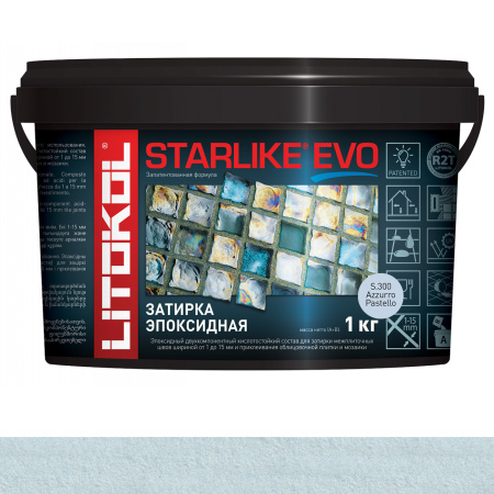 Затирка эпоксидная Litokol Starlike Evo (RG;R2T) 1кг, S.300 Azzurro Pastello