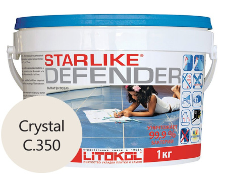 Затирка эпоксидная Litokol Starlike Defender (RG;R2T) 1кг, С.350 Кристалл