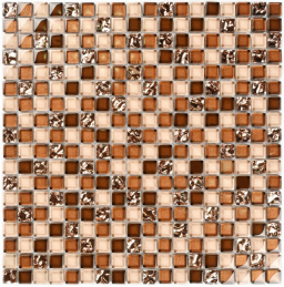 Bonaparte Ochre Rust 30x30x8 (чип 15x15 мм) Мозаика стеклянная, фольгированная