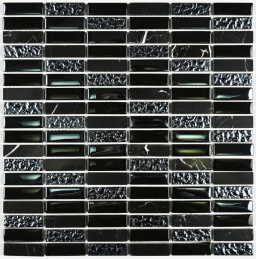 Bonaparte Super Line (black) 30x30x8 (чип 15x48 мм) Мозаика стеклянная с камнем