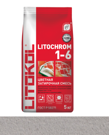 Затирка цементная Litokol Litochrom 1-6 (CG2WA) 5кг, С.30 Жемчужно-серая