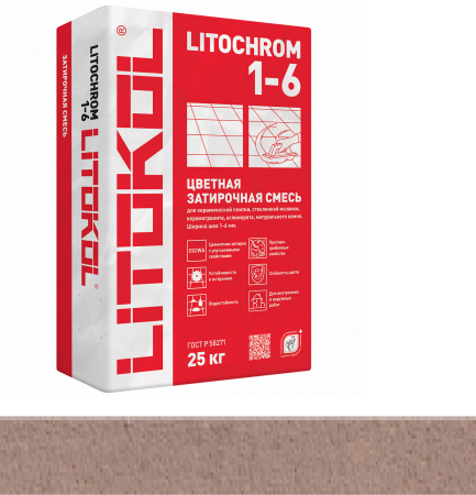 Затирка цементная Litokol Litochrom 1-6 (CG2WA) 25кг, С.80 Коричневая
