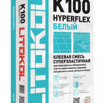 Клеевая смесь Litokol Hyperflex K100 Белый (С2ТЕ S2) 20кг, суперэластичная для крупноформатных плит