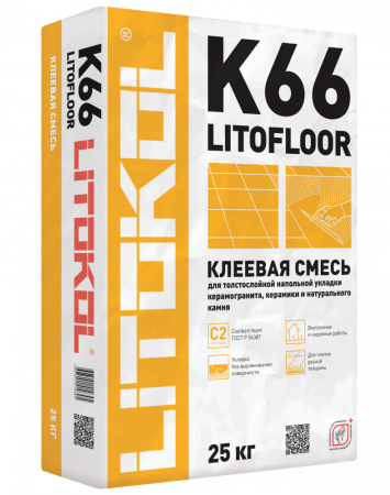 Клеевая смесь Litokol Litofloor K66 (C2) 25кг, для укладки по неровным основаниям