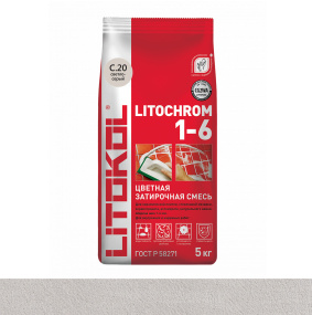 Затирка цементная Litokol Litochrom 1-6 (CG2WA) 5кг, С.20 Светло-серая