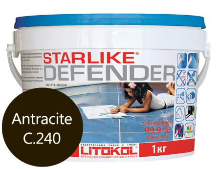 Затирка эпоксидная Litokol Starlike Defender (RG;R2T) 1кг, С.240 Черный
