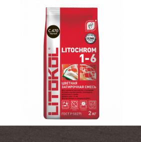 Затирка цементная Litokol Litochrom 1-6 (CG2WA) 2кг, С.470 Черная