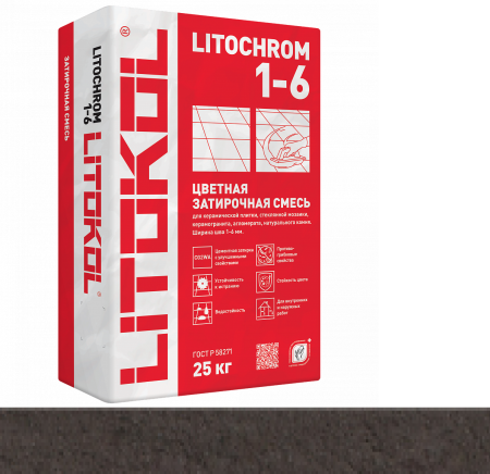Затирка цементная Litokol Litochrom 1-6 (CG2WA) 25кг, С.470 Черная