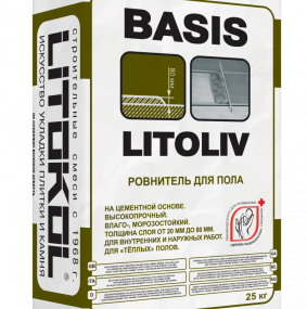 Ровнитель цементный Litokol Litoliv Basis 25кг, для теплых полов
