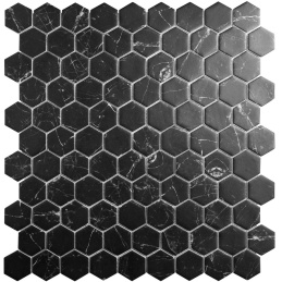 Vidrepur Hex Supreme Marquina 30,7x31,7 (чип 35x35 мм) мозаика стеклянная