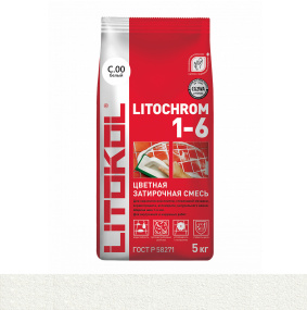 Затирка цементная Litokol Litochrom 1-6 (CG2WA) 5кг, С.00 Белая