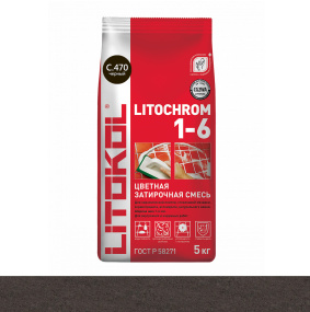 Затирка цементная Litokol Litochrom 1-6 (CG2WA) 5кг, С.470 Черная