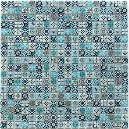 Bonaparte Xindi Blue 30x30x6 (чип 15x15 мм) Мозаика стеклянная