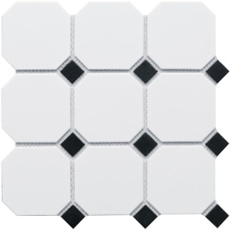 Starmosaic Geometry Octagon Big White/Black Matt 30x30 (чип 95x95, 25x25 мм) мозаика керамическая